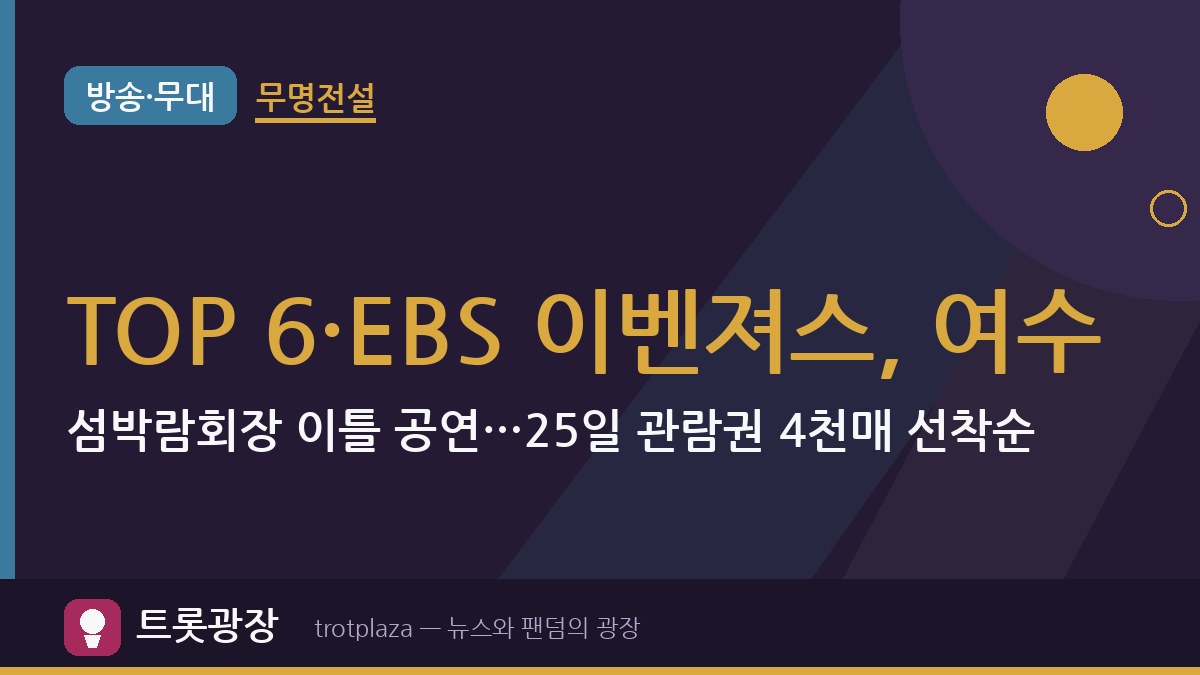 무명전설 TOP 6·EBS 이벤져스, 여수 섬박람회장 이틀 공연…25일 관람권 4천매 선착순